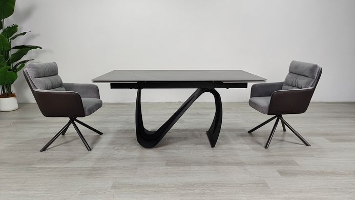 Стол раскладной JULIAN CERAMIC Intarsio 160(240)*90 серый мат/черный фотография