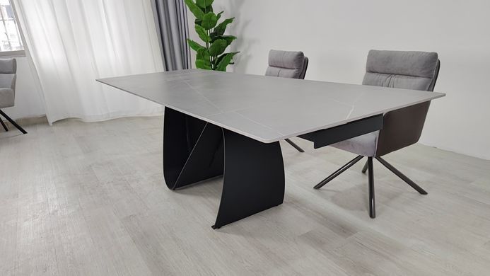 Стол раскладной JULIAN CERAMIC Intarsio 160(240)*90 серый мат/черный фотография
