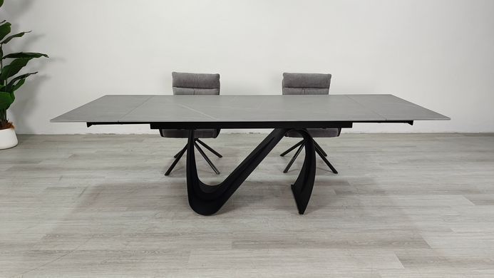 Стол раскладной JULIAN CERAMIC Intarsio 160(240)*90 серый мат/черный фотография