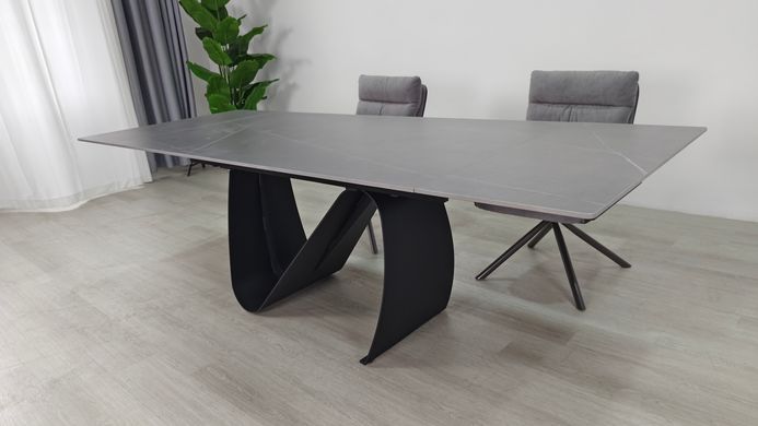 Стол раскладной JULIAN CERAMIC Intarsio 160(240)*90 серый мат/черный фотография