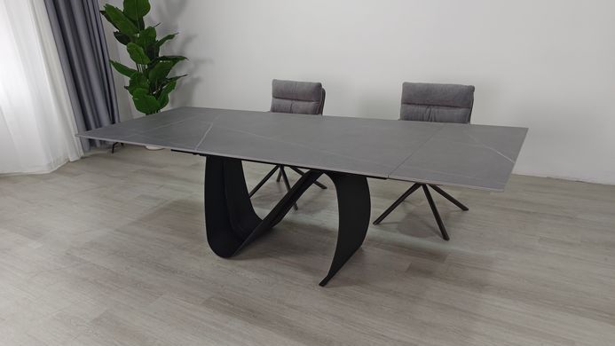 Стол раскладной JULIAN CERAMIC Intarsio 160(240)*90 серый мат/черный фотография