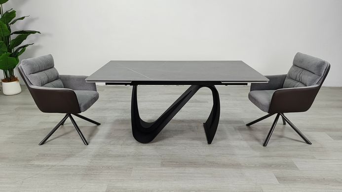 Стол раскладной JULIAN CERAMIC Intarsio 160(240)*90 серый мат/черный фотография