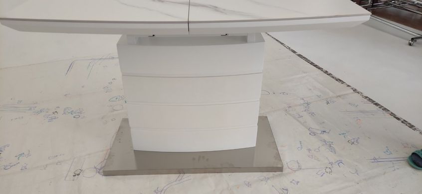 Стіл розкладний TML-850 VETRO 110(150)x70 Білий Мармур фотографія