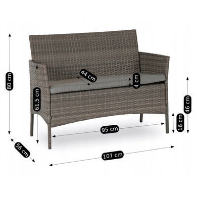 Комплект садових меблів MEBEL ELITE MISSISIPI Сірий