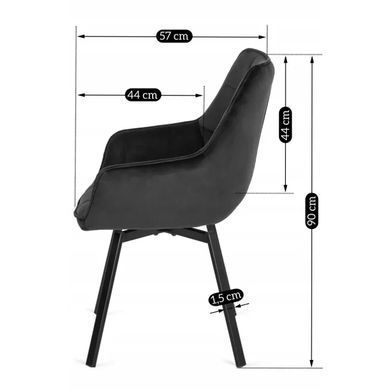 Стілець поворотний оксамитовий MEBEL ELITE LUNA Velvet Чорний фотографія