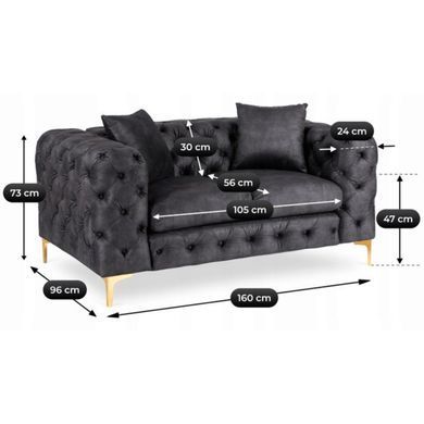 Диван MEBEL ELITE SORRENTO 2S Чорний фотографія