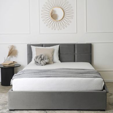 Ліжко оксамитове MEBEL ELITE MANDA Velvet 140x200 см Сірий фотографія