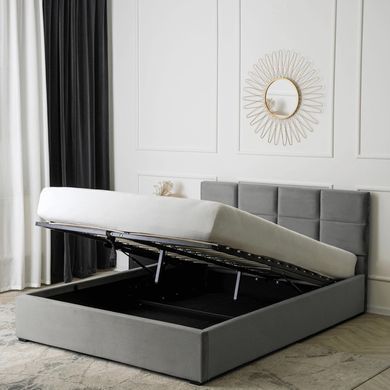 Ліжко оксамитове MEBEL ELITE MANDA Velvet 140x200 см Сірий фотографія