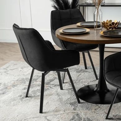 Стілець поворотний оксамитовий MEBEL ELITE LUNA Velvet Чорний фотографія