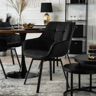 Стілець поворотний оксамитовий MEBEL ELITE LUNA Velvet Чорний фотографія