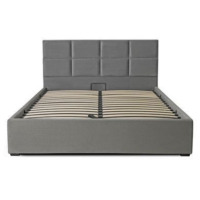 Ліжко оксамитове MEBEL ELITE MANDA Velvet 140x200 см Сірий фотографія