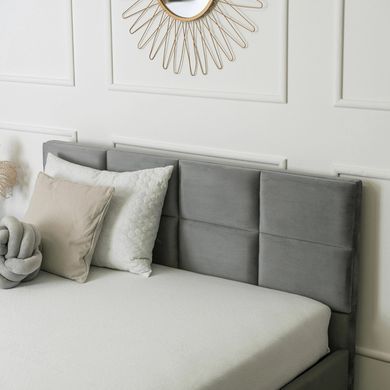 Ліжко оксамитове MEBEL ELITE MANDA Velvet 140x200 см Сірий фотографія