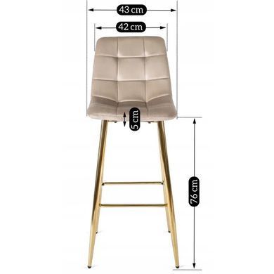 Барный стул бархатный MEBEL ELITE ARIEL Ecru Velvet Бежевый / Золотой фотография