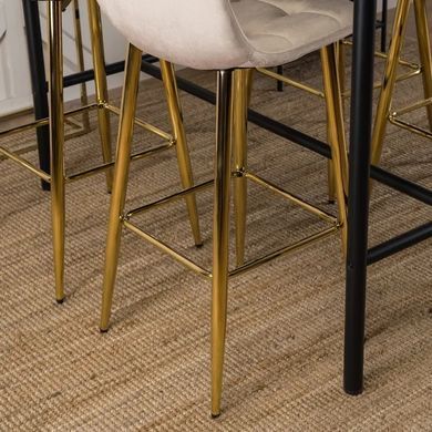 Барный стул бархатный MEBEL ELITE ARIEL Ecru Velvet Бежевый / Золотой фотография