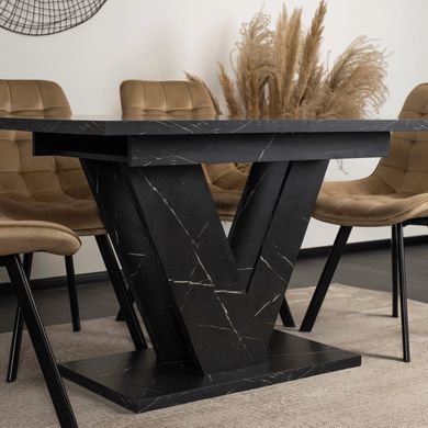 Стіл розкладний MEBEL ELITE CLARK 120(160)х80 см Чорний Мармур фотографія
