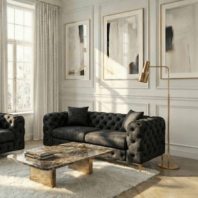 Диван MEBEL ELITE SORRENTO 2S Чорний фотографія