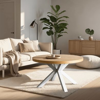 Журнальний столик MEBEL ELITE LINCOLN 80x80&nbsp;Дуб золотий Білий фотографія