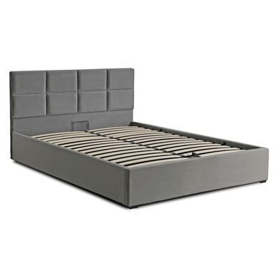 Ліжко оксамитове MEBEL ELITE MANDA Velvet 140x200 см Сірий фотографія
