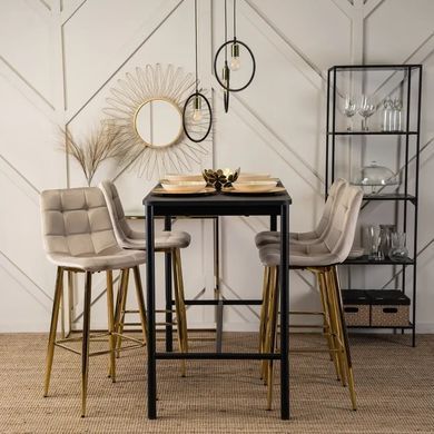 Барный стул бархатный MEBEL ELITE ARIEL Ecru Velvet Бежевый / Золотой фотография