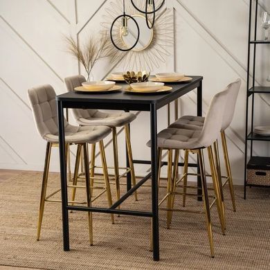 Барный стул бархатный MEBEL ELITE ARIEL Ecru Velvet Бежевый / Золотой фотография
