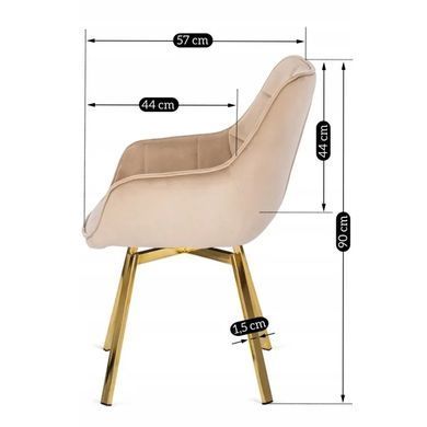 Стілець оксамитовий поворотний MEBEL ELITE MIA Velvet Бежевий фотографія