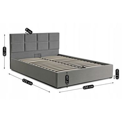 Ліжко оксамитове MEBEL ELITE MANDA Velvet 140x200 см Сірий фотографія