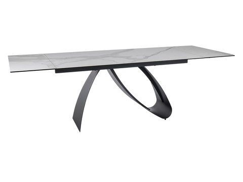 Стол Обеденный DIUNA CERAMIC Signal STATUARIO VENATO 160(240)X90 Белый Мат / Черный мат фотография