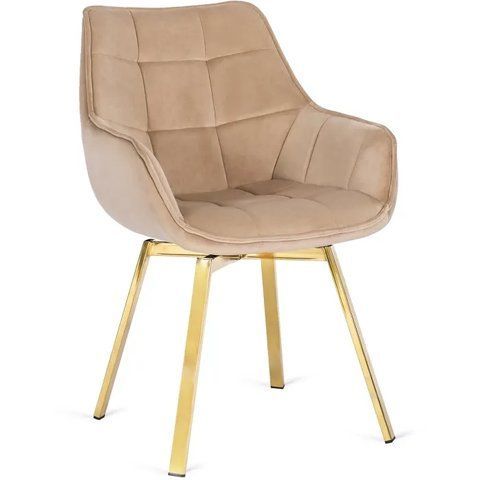 Стілець оксамитовий поворотний MEBEL ELITE MIA Velvet Бежевий фотографія