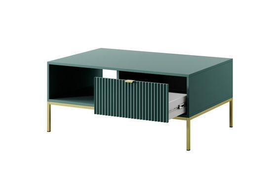Стіл журнальний Perfect Home Нова / Nova з 2 шухлядами та золотими ніжками L104 Лабрадор фотографія