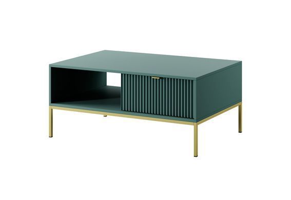 Стіл журнальний Perfect Home Нова / Nova з 2 шухлядами та золотими ніжками L104 Лабрадор фотографія