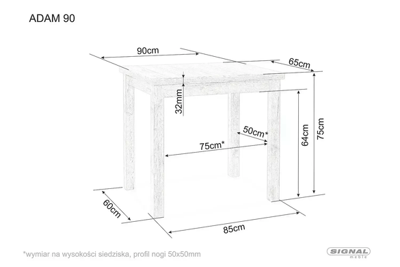 Стол обеденный Adam ADAM 90x65 дуб ланцелот/белый мат ADAMDLB90 фотография