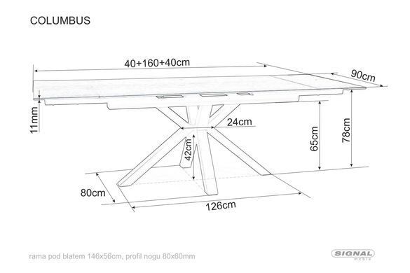 Стол Обеденный COLUMBUS Signal 160(240)X90 Эффект Дерева / Черный мат фотография