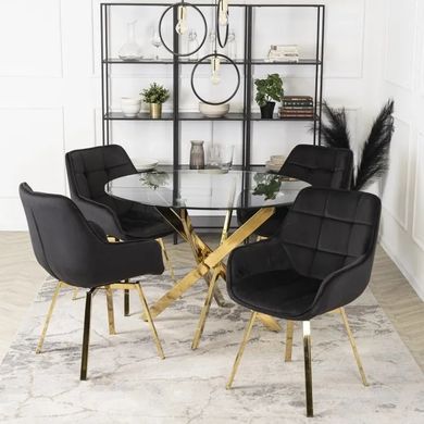 Стілець оксамитовий поворотний MEBEL ELITE MIA Velvet Чорний фотографія