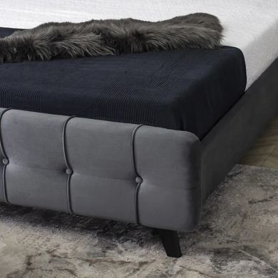 Ліжко двоспальне оксамитове MEBEL ELITE LINO Velvet 160x200 см Сірий фотографія