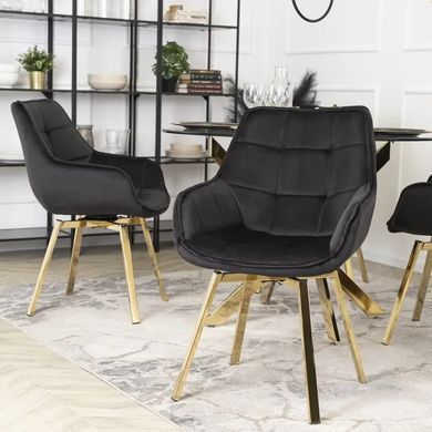 Стілець оксамитовий поворотний MEBEL ELITE MIA Velvet Чорний фотографія