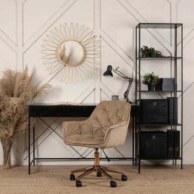 Стілець офісний поворотний оксамитовий MEBEL ELITE MILAN Velvet Бежевий / Золотий фотографія