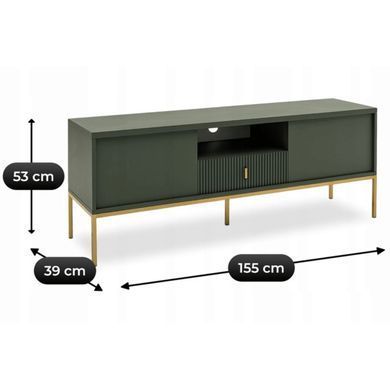 ТВ Тумба MEBEL ELITE MARCOS 155 Зеленый/Золото фотография