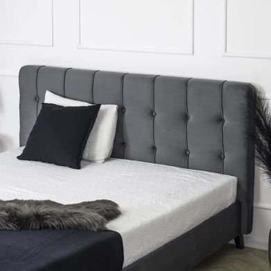 Ліжко двоспальне оксамитове MEBEL ELITE LINO Velvet 160x200 см Сірий фотографія