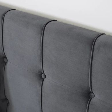 Ліжко двоспальне оксамитове MEBEL ELITE LINO Velvet 160x200 см Сірий фотографія