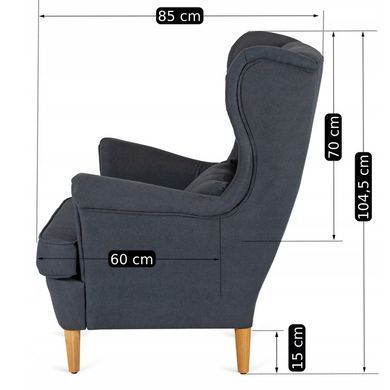 Крісло м'яке оксамитове з підставкою для ніг MEBEL ELITE EVAN 2 Сірий фотографія