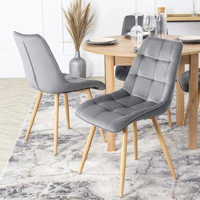 Стул бархатный MEBEL ELITE RODRI Velvet Серый/Натуральный фотография