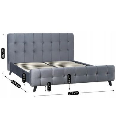 Ліжко двоспальне оксамитове MEBEL ELITE LINO Velvet 160x200 см Сірий фотографія