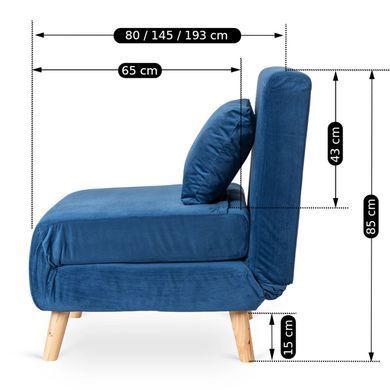 Кресло раскладное MEBEL ELITE MARRY Velvet Синий фотография