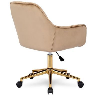 Стілець офісний поворотний оксамитовий MEBEL ELITE MILAN Velvet Бежевий / Золотий фотографія