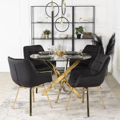 Стілець оксамитовий поворотний MEBEL ELITE MIA Velvet Чорний фотографія