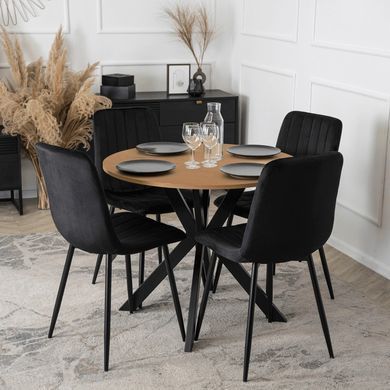 Стол MEBEL ELITE LAUREN 80X80 Дуб золотой/черный фотография