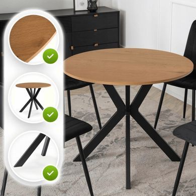 Стол MEBEL ELITE LAUREN 80X80 Дуб золотой/черный фотография
