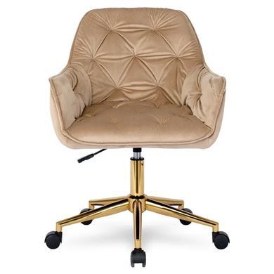 Стілець офісний поворотний оксамитовий MEBEL ELITE MILAN Velvet Бежевий / Золотий фотографія