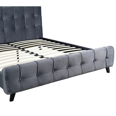 Ліжко двоспальне оксамитове MEBEL ELITE LINO Velvet 160x200 см Сірий фотографія