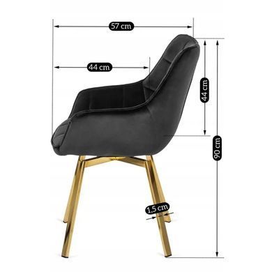 Стілець оксамитовий поворотний MEBEL ELITE MIA Velvet Чорний фотографія